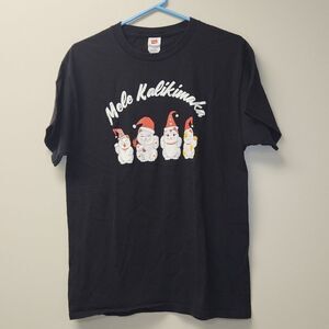 Mele Kalikimaka Lucky Cat T-shirt M Hawaii